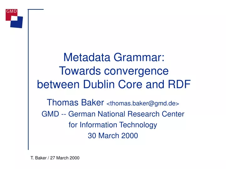 metadata grammar towards convergence between dublin core and rdf