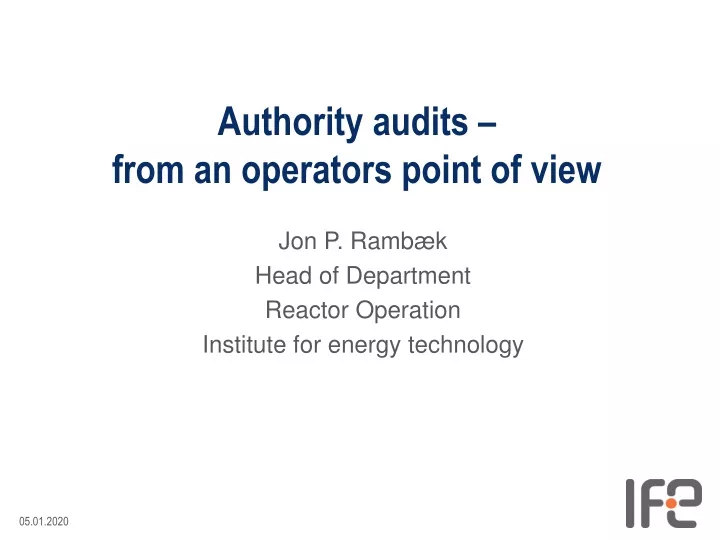 authority audits from an operators point of view