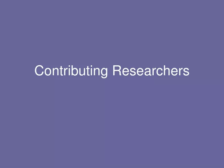 contributing researchers