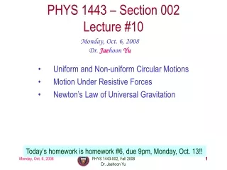 PHYS 1443 – Section 002 Lecture #10