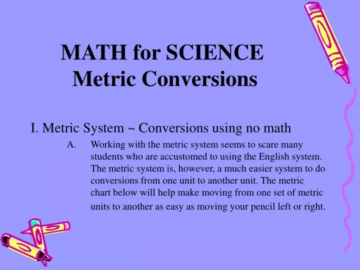 math for science metric conversions