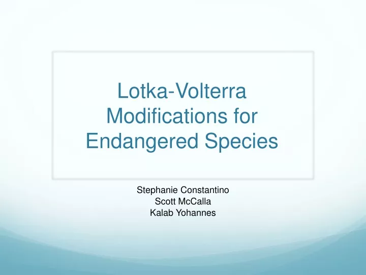 lotka volterra modifications for endangered species