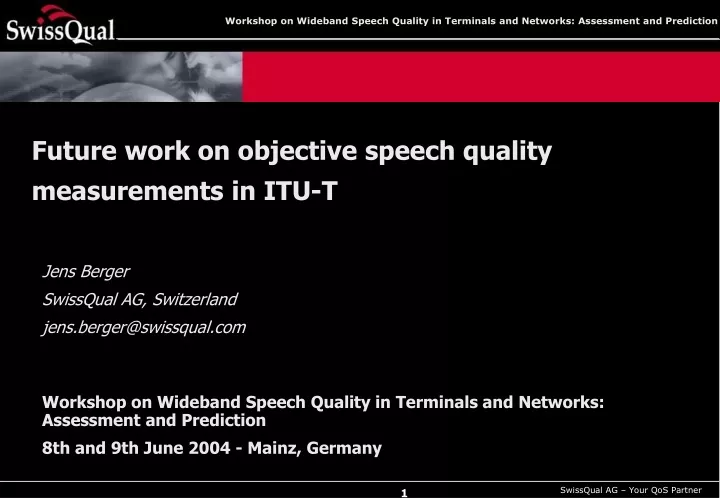 future work on objective speech quality