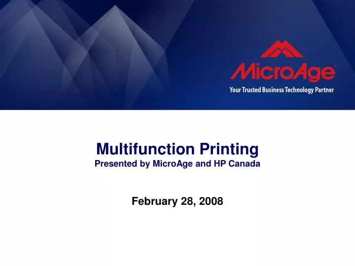 multifunction printing presented by microage and hp canada
