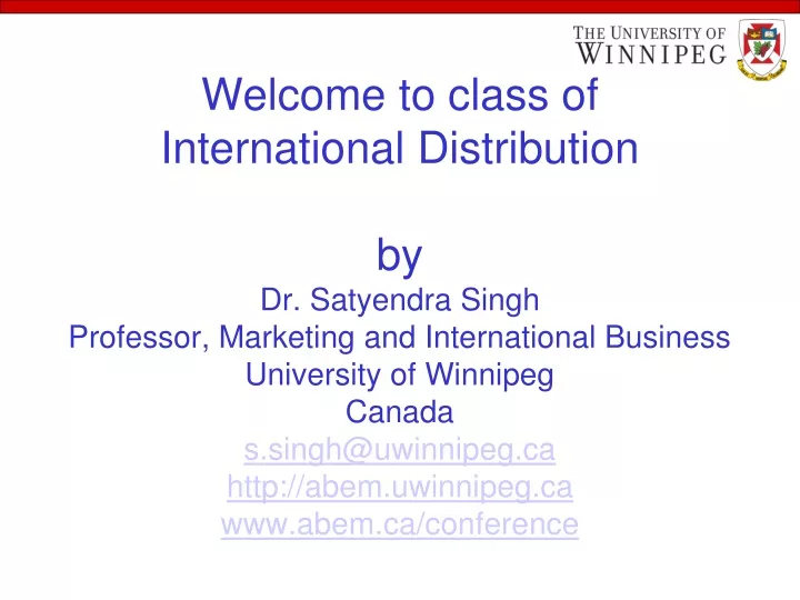 welcome to class of international distribution