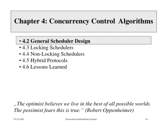 Chapter 4: Concurrency Control  Algorithms