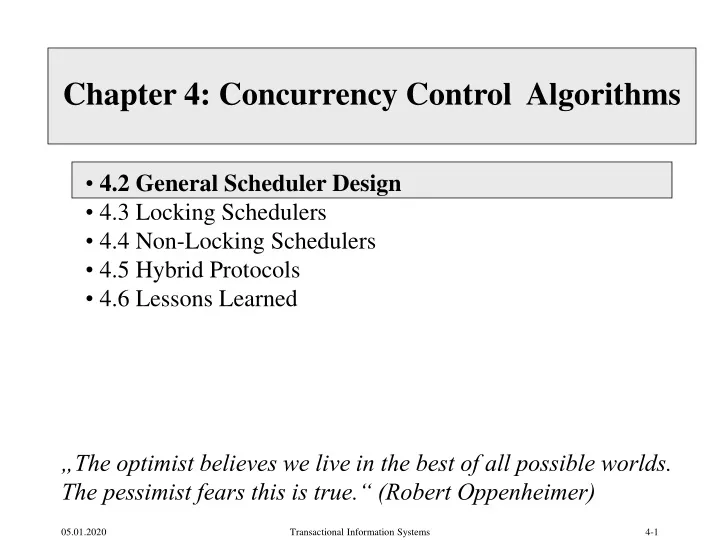 chapter 4 concurrency control algorithms