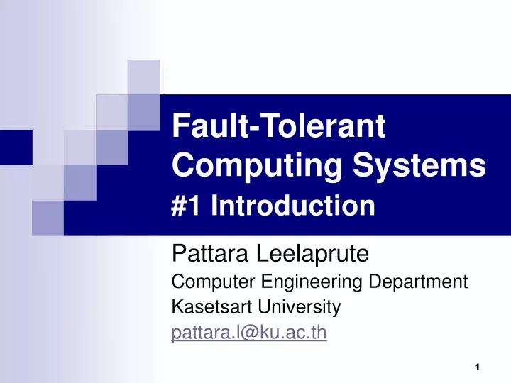 fault tolerant computing systems 1 introduction