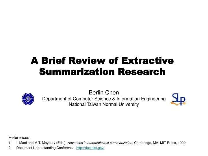 a brief review of extractive summarization research