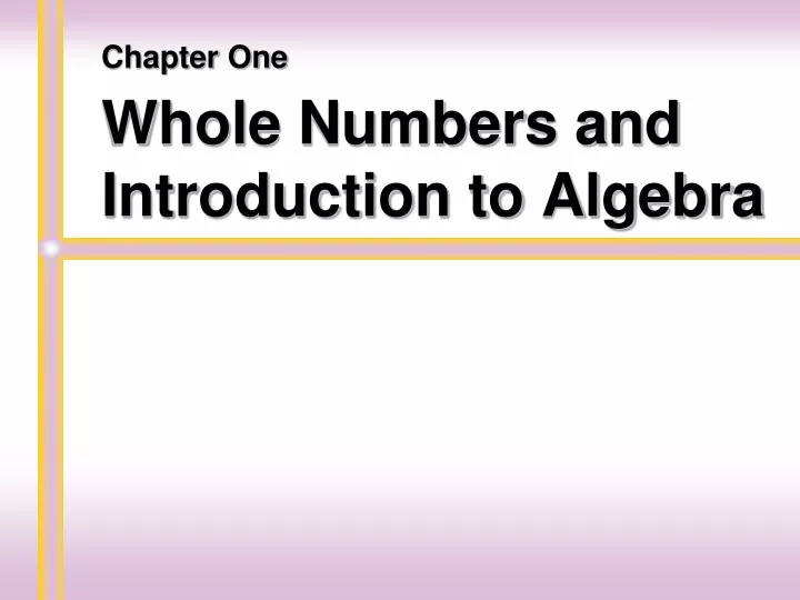 whole numbers and introduction to algebra