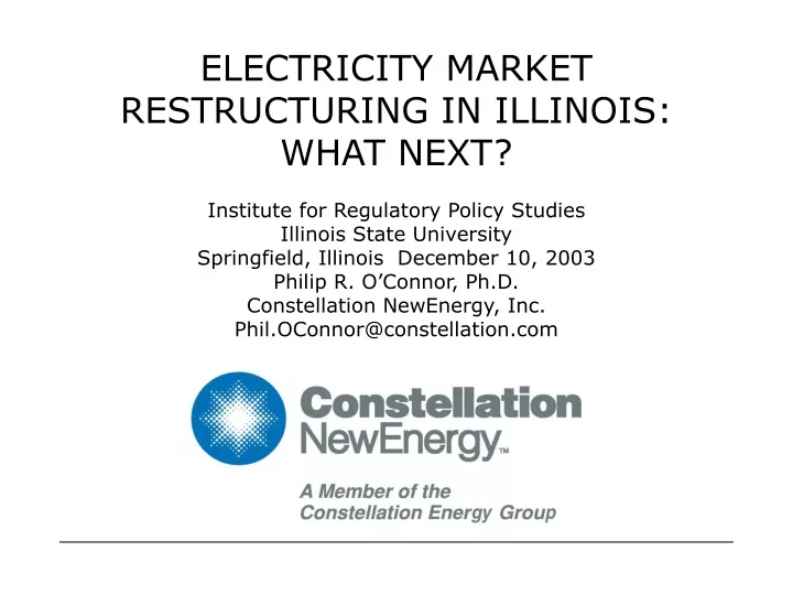 electricity market restructuring in illinois what next