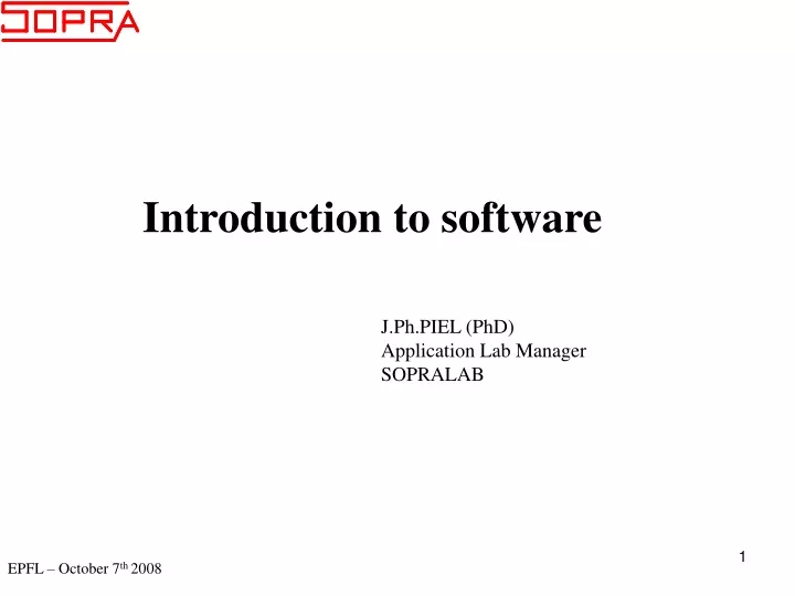 introduction to software j ph piel