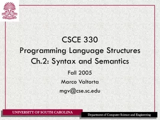 CSCE 330 Programming Language Structures Ch.2: Syntax and Semantics