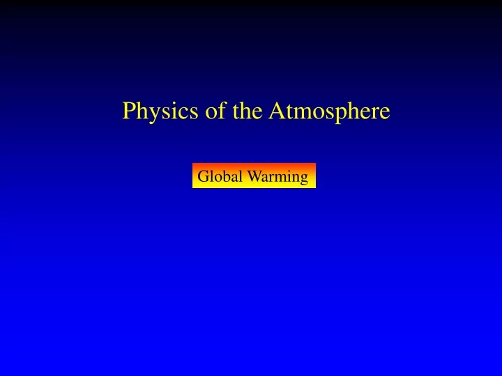 physics of the atmosphere