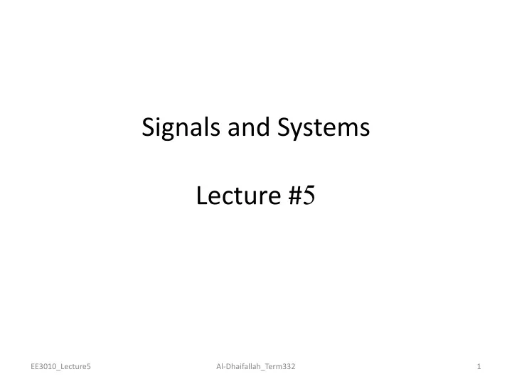 signals and systems lecture 5