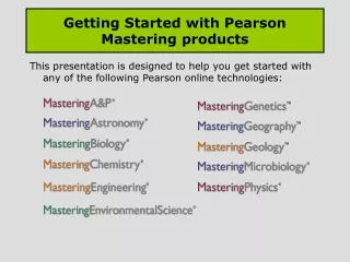 Getting Started with Pearson Mastering products