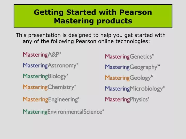 getting started with pearson mastering products