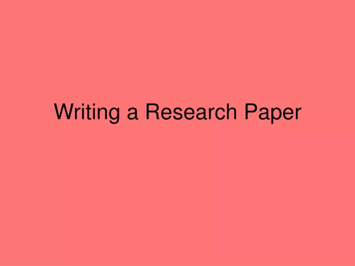 writing a research paper