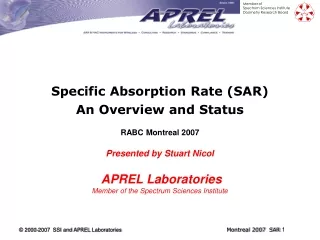 Specific Absorption Rate (SAR) An Overview and Status