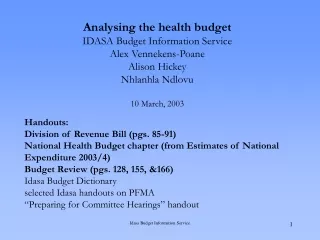 1. Introduction to the budget process and intergovernmental fiscal relations