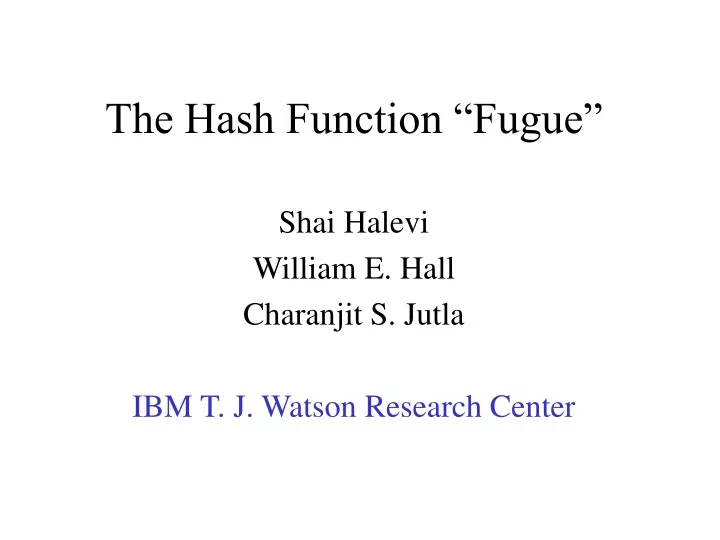 the hash function fugue