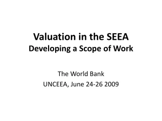 Valuation in the SEEA Developing a Scope of Work