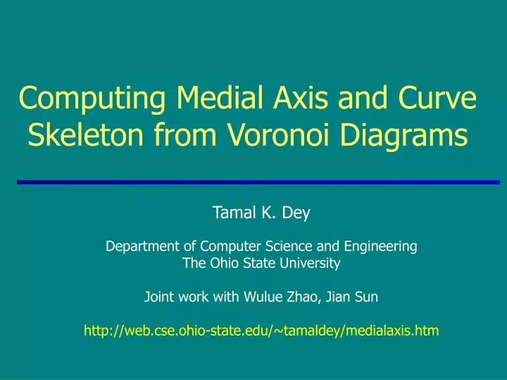computing medial axis and curve skeleton from voronoi diagrams