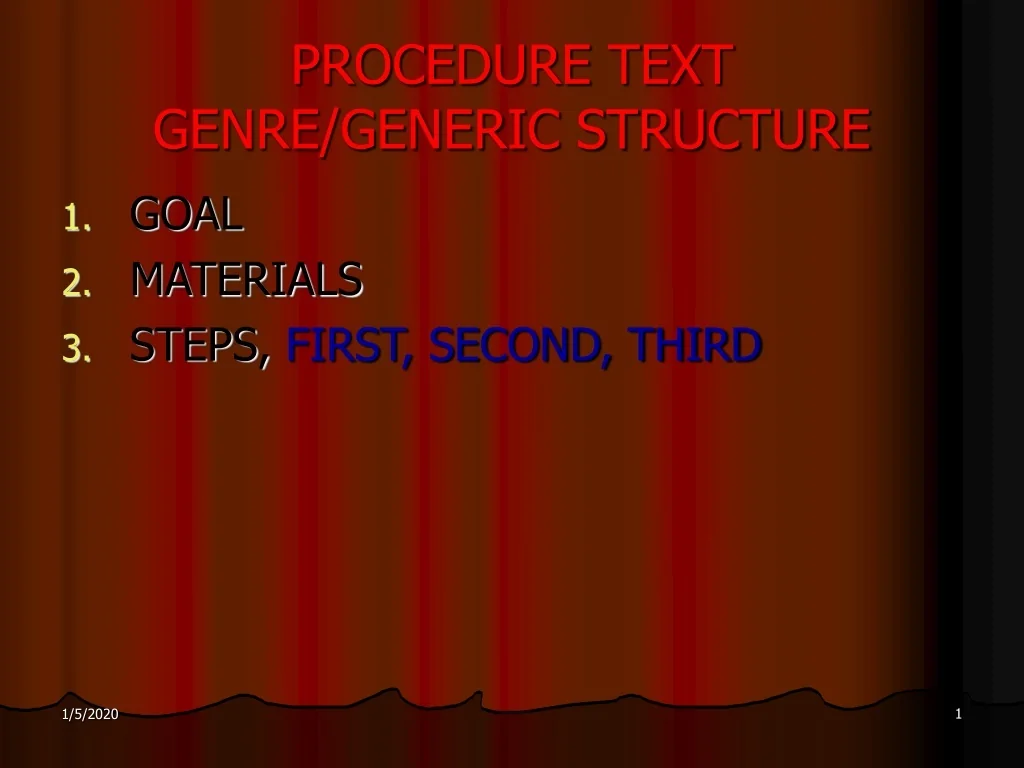 PPT - PROCEDURE TEXT GENRE/GENERIC STRUCTURE PowerPoint Presentation ...