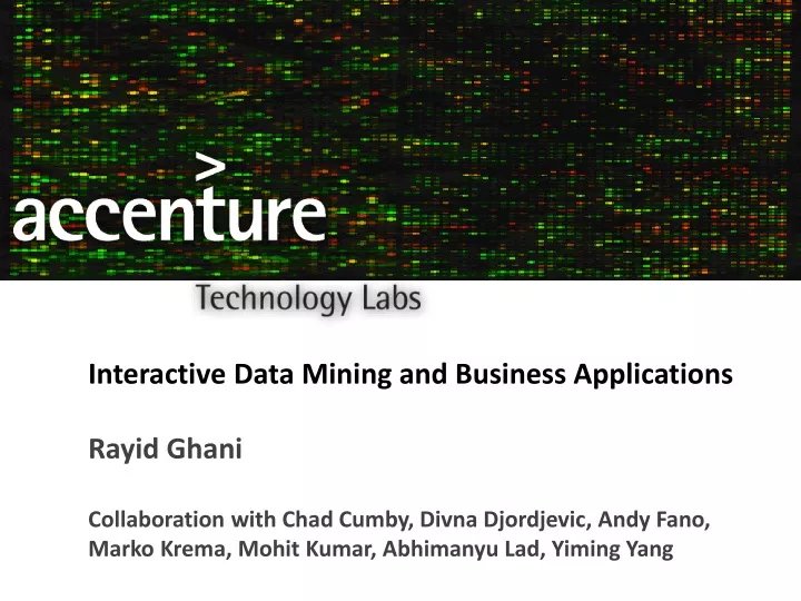 interactive data mining and business applications