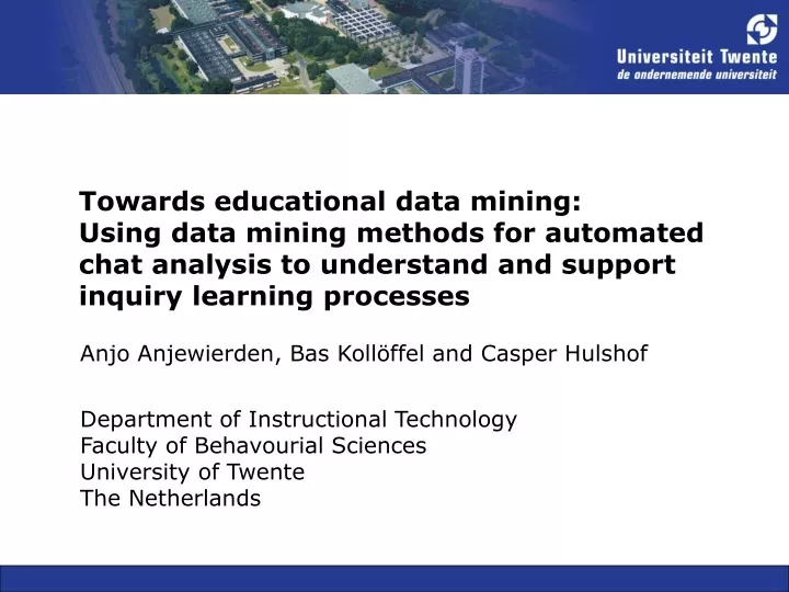 towards educational data mining using data mining