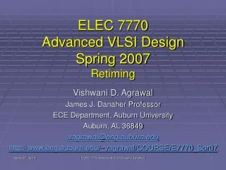 ELEC 7770 Advanced VLSI Design Spring 2007 Retiming