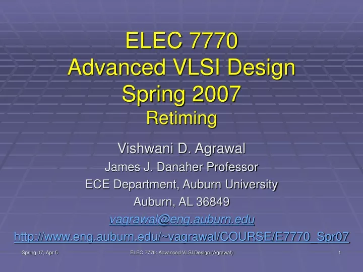 elec 7770 advanced vlsi design spring 2007 retiming