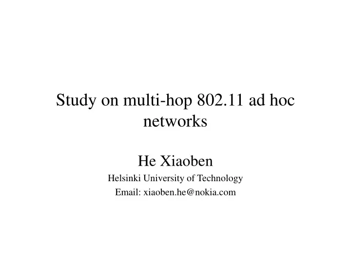 study on multi hop 802 11 ad hoc networks
