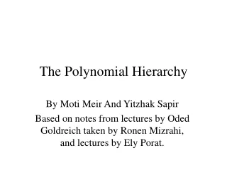 The Polynomial Hierarchy