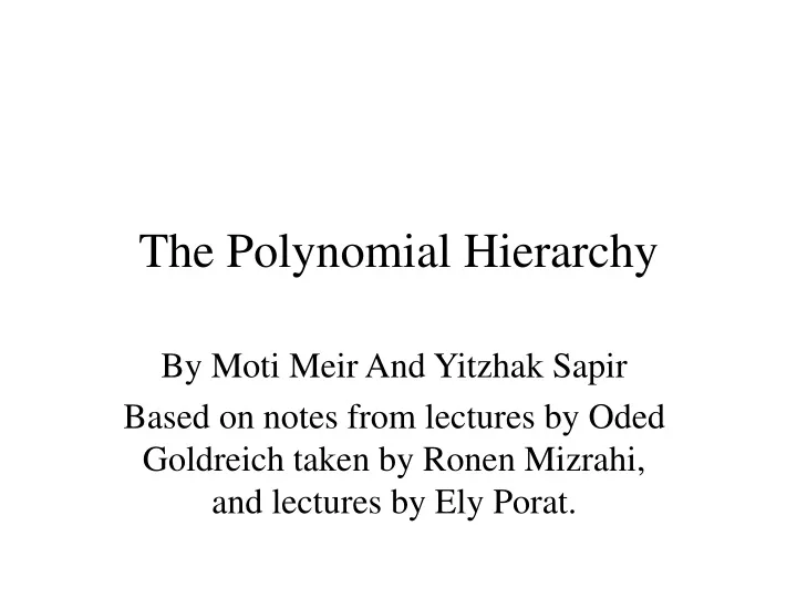 the polynomial hierarchy