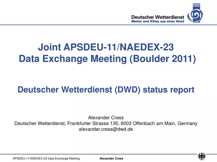 joint apsdeu 11 naedex 23 data exchange meeting