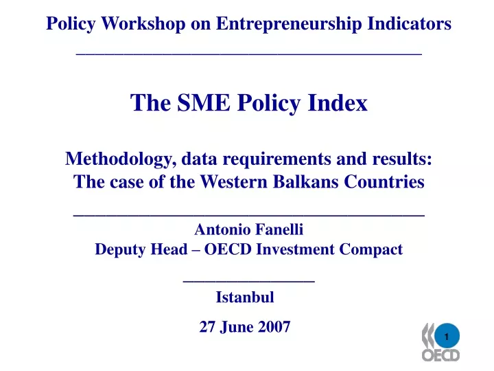 policy workshop on entrepreneurship indicators