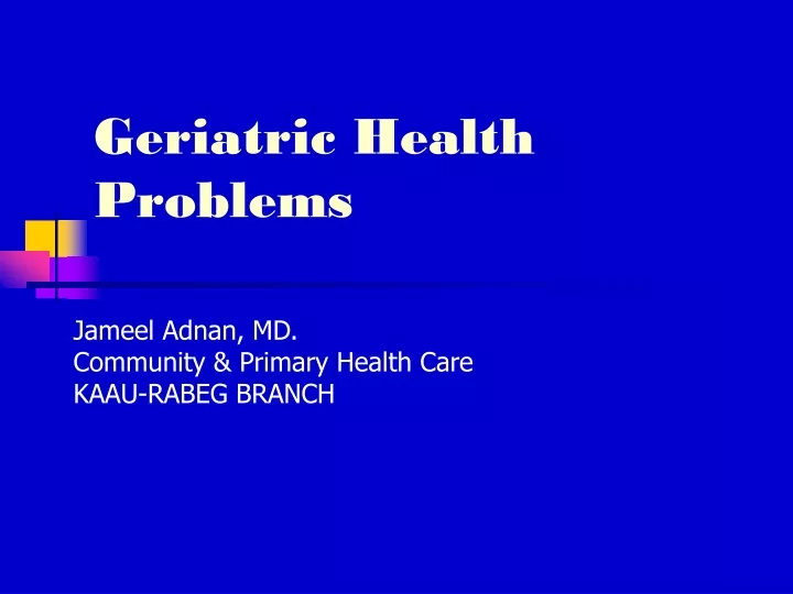 geriatric health problems