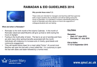 RAMADAN &amp; EID GUIDELINES 2016