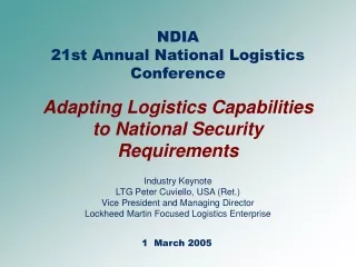 NDIA 21st Annual National Logistics Conference