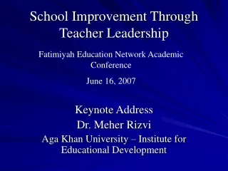 School Improvement Through Teacher Leadership