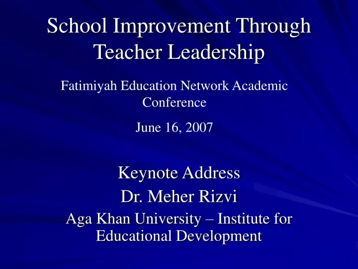 school improvement through teacher leadership