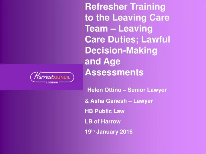 refresher training to the leaving care team
