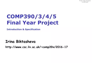 COMP390/3/4/5 Final Year Project Introduction &amp; Specification