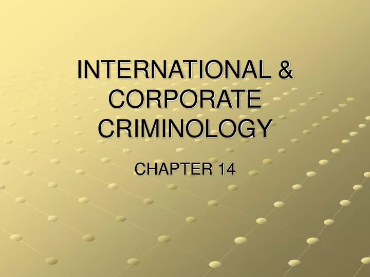 international corporate criminology