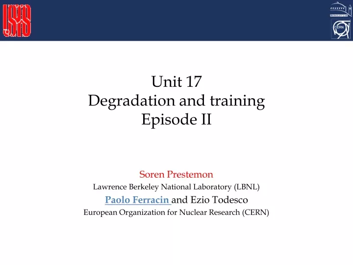 unit 17 degradation and training episode ii