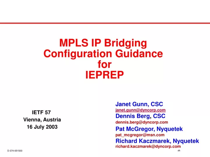 mpls ip bridging configuration guidance for ieprep