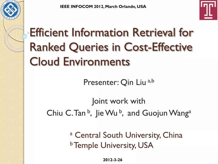 efficient information retrieval for ranked queries in cost effective cloud environments