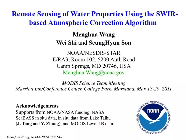 remote sensing of water properties using the swir