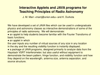 Interactive Applets and JAVA programs for  Teaching Principles of Radio Astronomy
